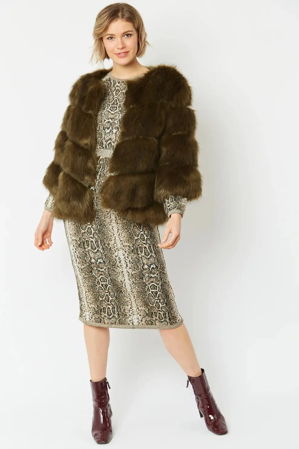 Green Faux Fur Ella Coat-1