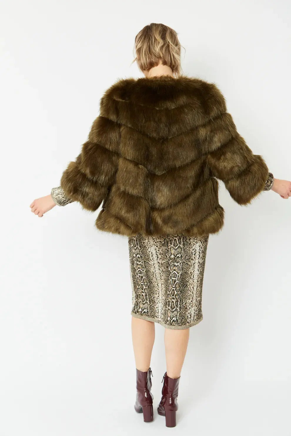 Green Faux Fur Ella Coat-2