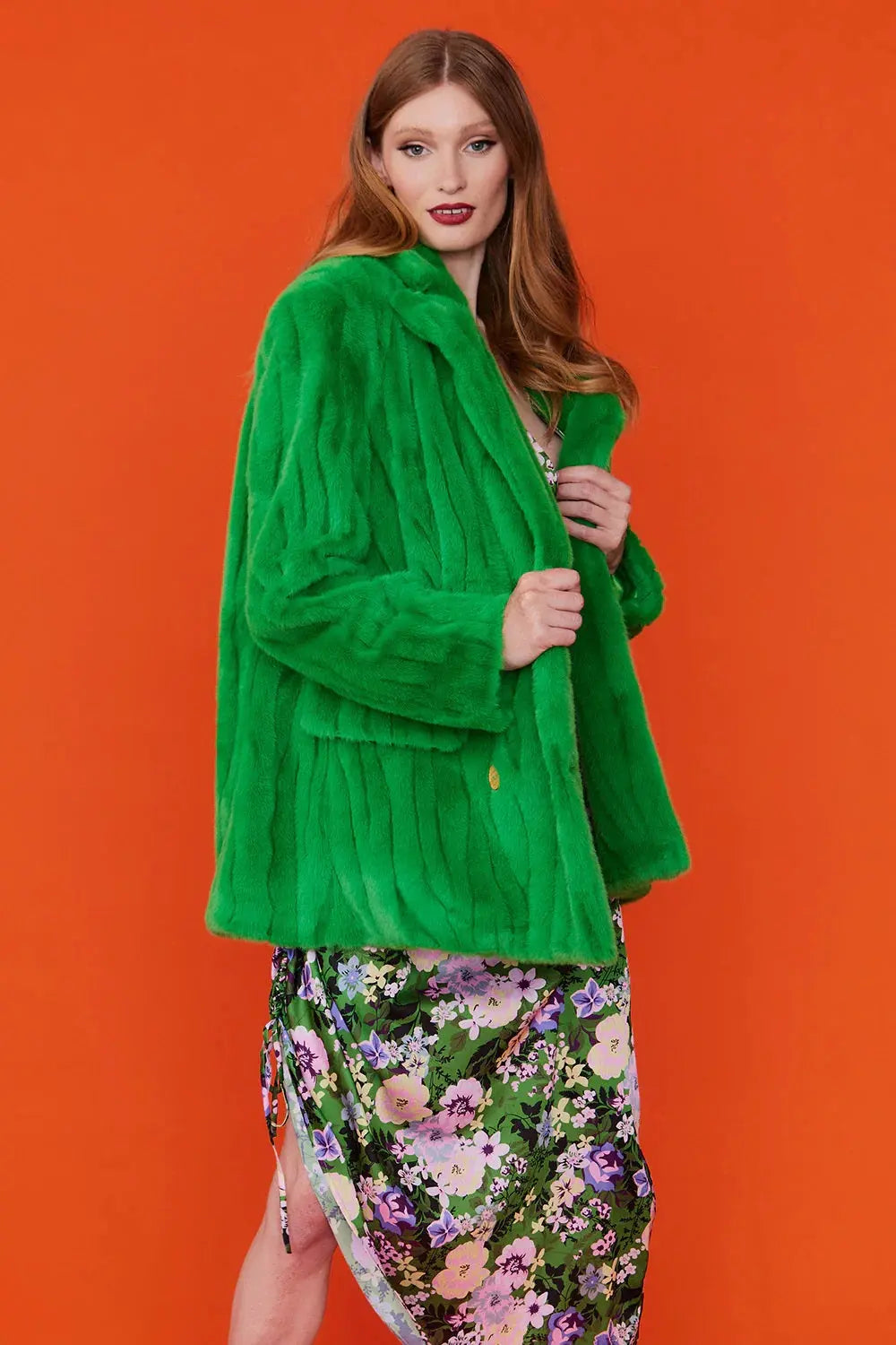 Green Faux Fur Midi Coat - Memoriex 