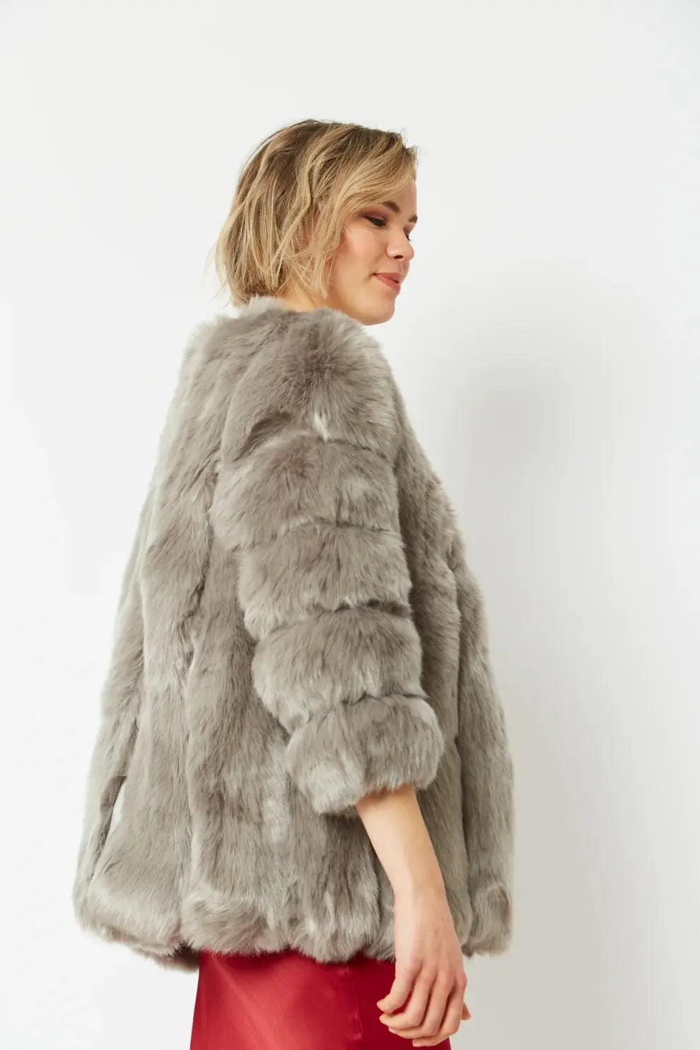 Grey Faux Fur Coat-3