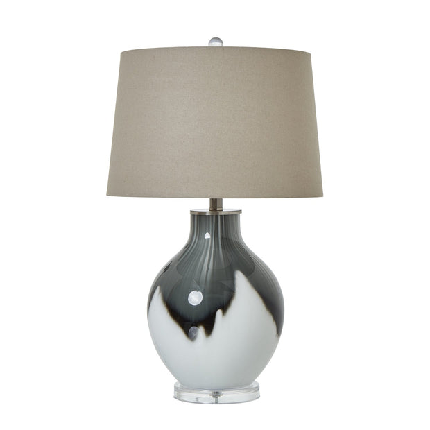 Grey Shadows Table Lamp With Linen Shade - Memoriex 
