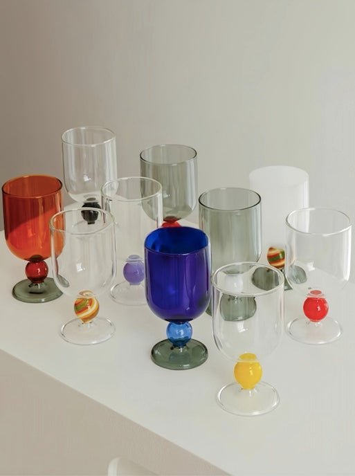Gumballs Wine Glass Set - Eclectic Whimsical Coloured Cocktail Glasses - Memoriex 
