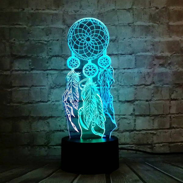 H Valentine Wind Chimes Table Lamp Switch Dream Catcher 3D Touch Night Light Bedroom Party Desk Decor Lamp Girls xmas - Memoriex 