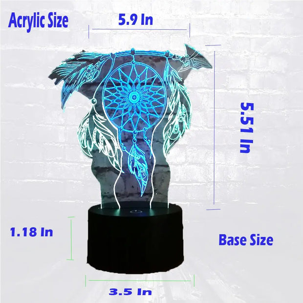 H Valentine Wind Chimes Table Lamp Switch Dream Catcher 3D Touch Night Light Bedroom Party Desk Decor Lamp Girls xmas - Memoriex 