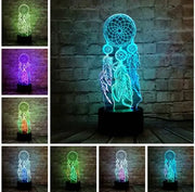 H Valentine Wind Chimes Table Lamp Switch Dream Catcher 3D Touch Night Light Bedroom Party Desk Decor Lamp Girls xmas - Memoriex 
