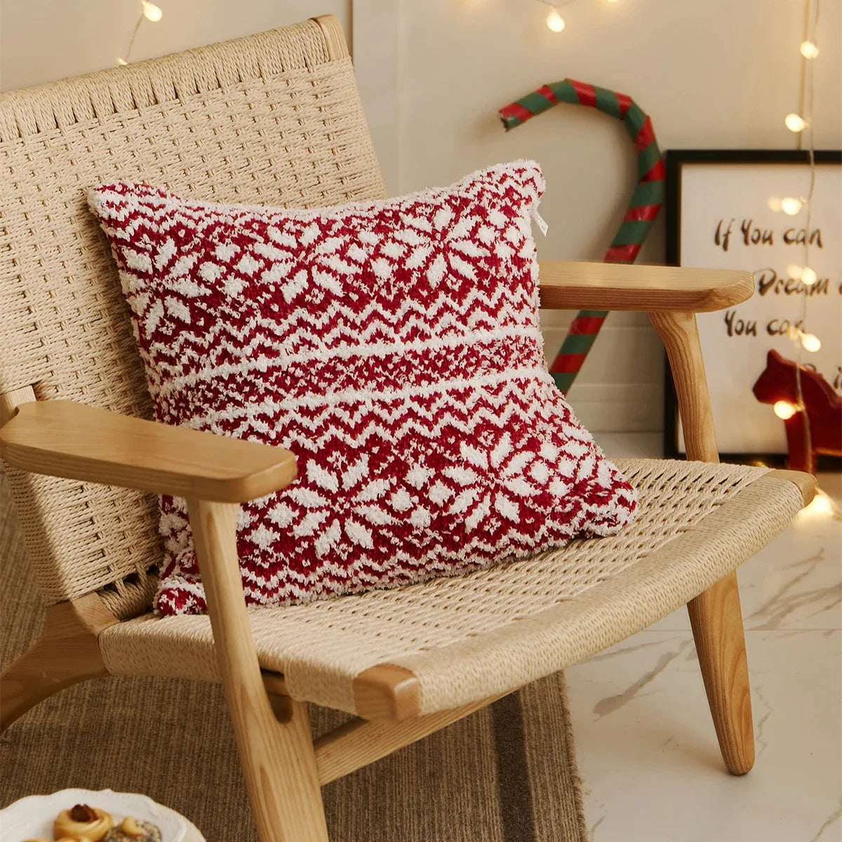 Christmas Snowflake Square Decorative Pillow Cover-3