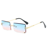 Rectangle Sunglasses Women Men Brand Design Rimless Square Sun Glasses For Man Alloy Frame Gradient Sunglasses - Memoriex