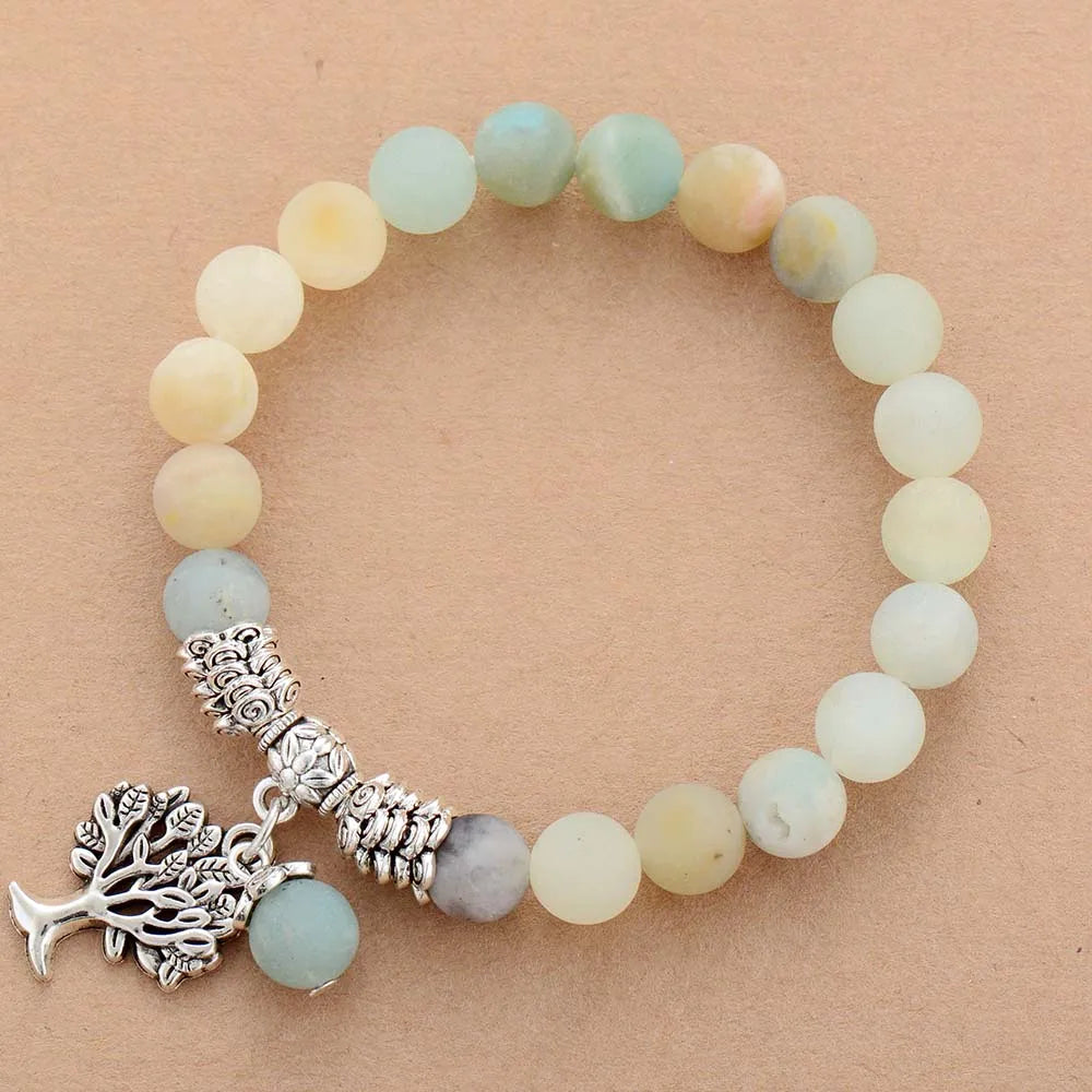 Tree of Life Amazonite Charm Bracelet-3