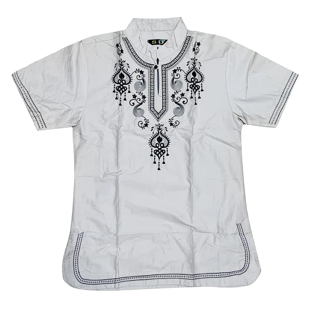 Embroidered African Men's Hippie Vintage Top Haute Tribal Blouse Dashiki Nigerian Native Ankara T-shirt-5