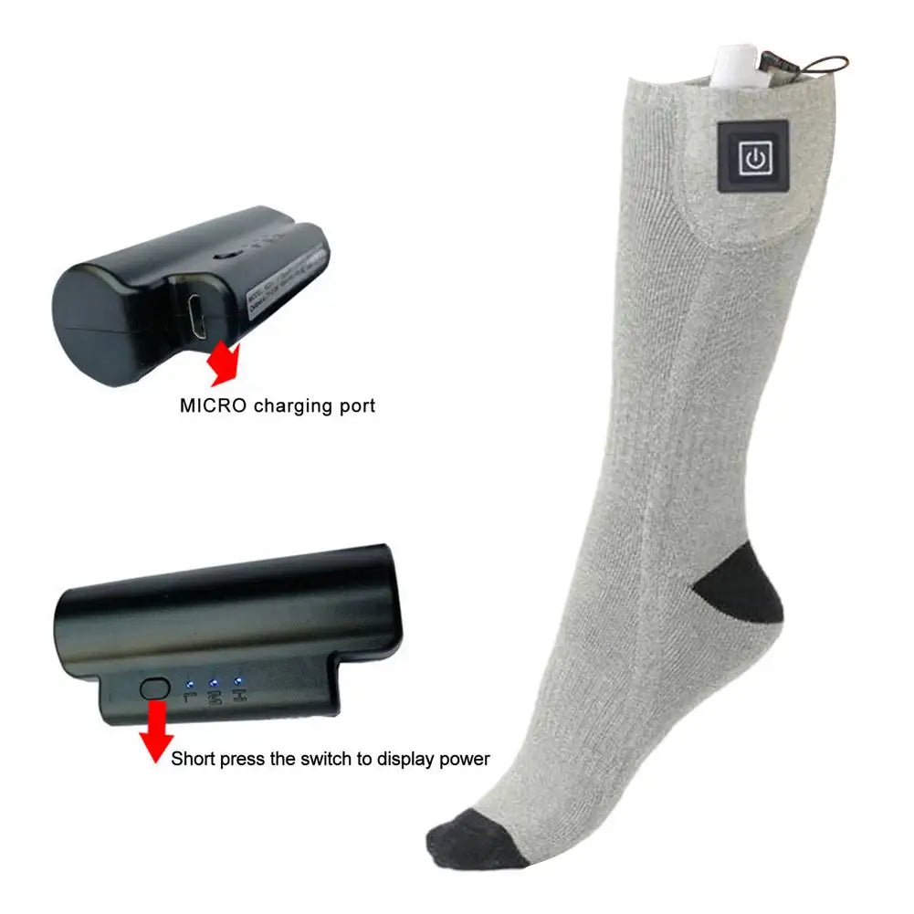 Winter Electric Heating Socks 3 Levels Adjustable Temperature Foot Warmer Battery Box Warm Sock For Cycling Camping Fishing-4