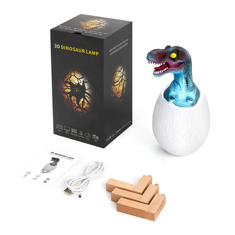 3D Printed Touch Sensor LED Night Light 16 Colors Dinosaur Egg Bedside Lamp Remote Control 4 Modes Toy Rechargeable Table Lamp