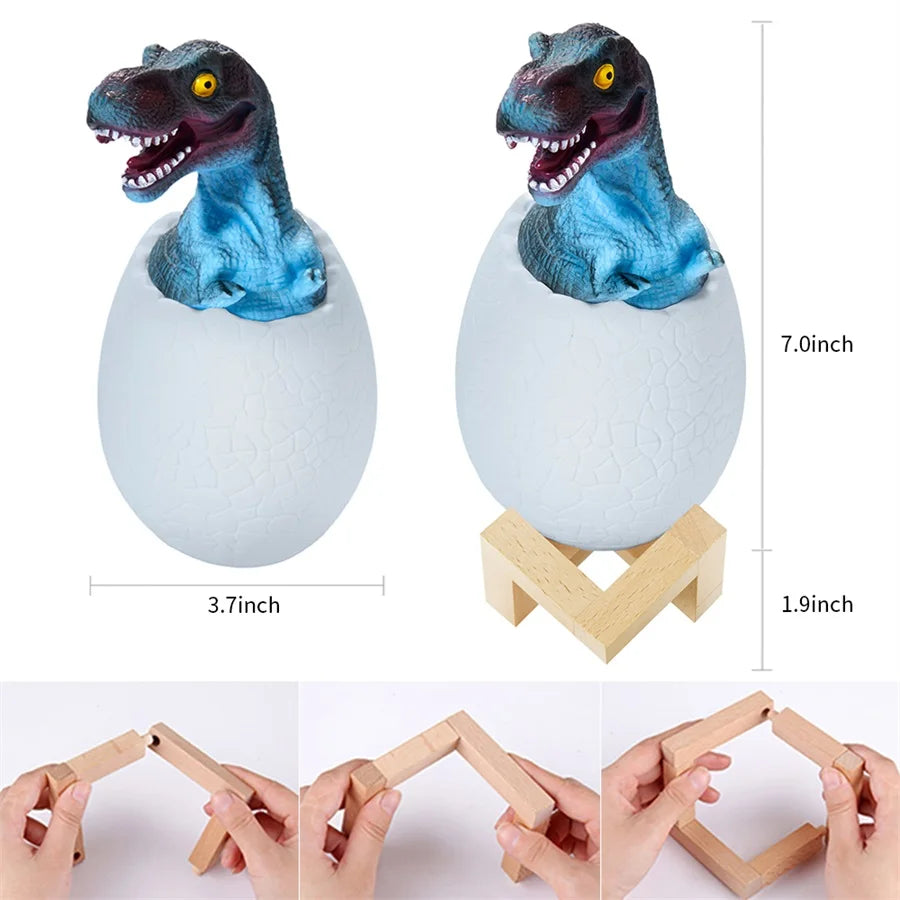 3D Printed Touch Sensor LED Night Light 16 Colors Dinosaur Egg Bedside Lamp Remote Control 4 Modes Toy Rechargeable Table Lamp