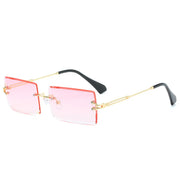 Rectangle Sunglasses Women Men Brand Design Rimless Square Sun Glasses For Man Alloy Frame Gradient Sunglasses - Memoriex