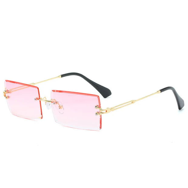Rectangle Sunglasses Women Men Brand Design Rimless Square Sun Glasses For Man Alloy Frame Gradient Sunglasses - Memoriex