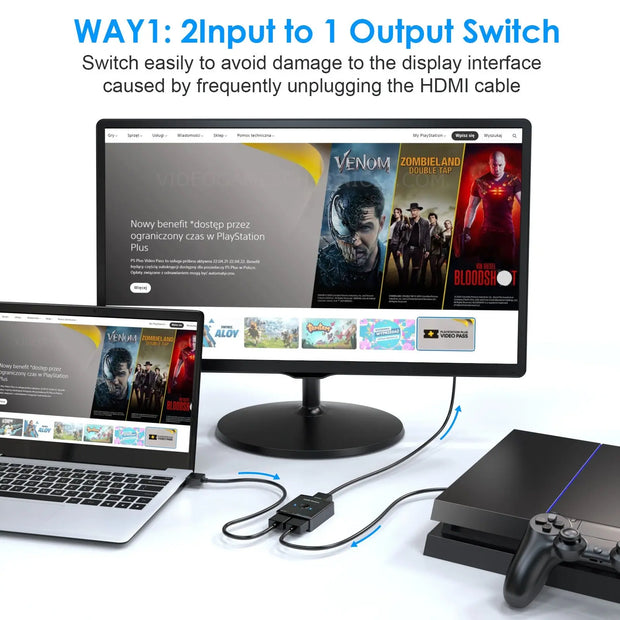 HDMI Switch Two In One Out Supports 4K Bidirectional Screen Divider HDMI Two In One Out Switch 1 Point 2 - Memoriex 