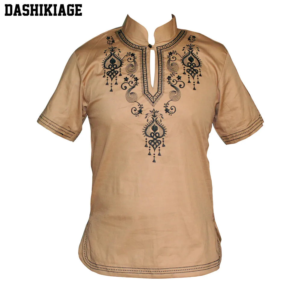 Embroidered African Men's Hippie Vintage Top Haute Tribal Blouse Dashiki Nigerian Native Ankara T-shirt-9