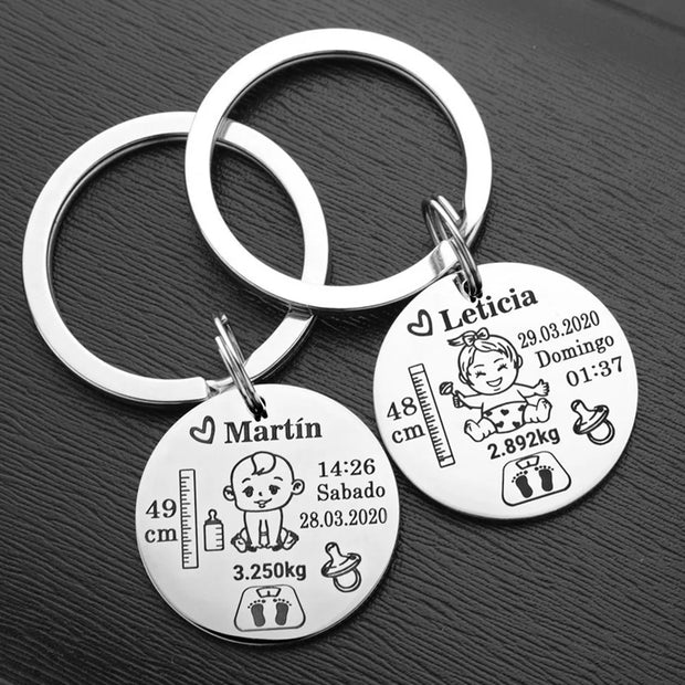 Personalised Baby Birth Keyring | New Parents Gift | Unique Keepsake | Memoriex - Memoriex