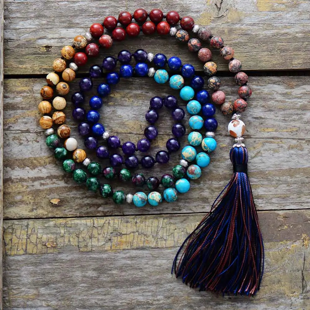 7 Chakra Mala Tassel Necklace-0