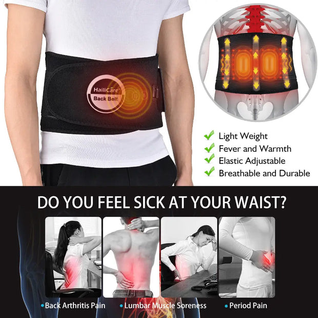 HailiCare Red Light Heating Massage Belt Electric Heating Belt Waist Disc Massage Therapy Belt - Memoriex 