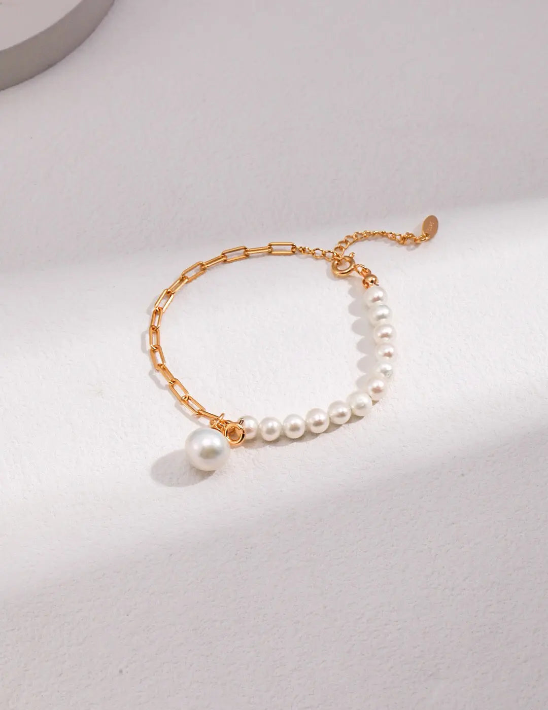 Half Chain Half Pearl Pendant Bracelet-1