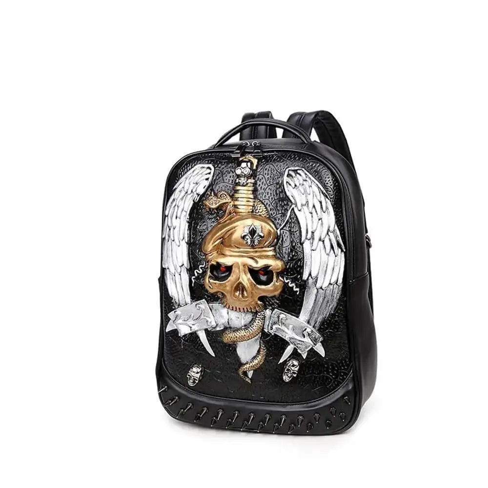 Halloween 3D Elf With Sword Faux Leather Backpack Laptop Computer Travelling Rucksack Bag-3