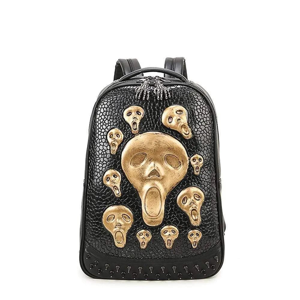 Halloween Backpack 3D Skull Ghost Doodle Morph Backpack Rivets Punk Laptop Computer Bag-5