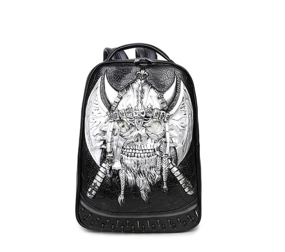 Halloween Backpack Punk Rivets Waterproof 3D Ghost Skull Crown Laptop Computer Knapsack-1