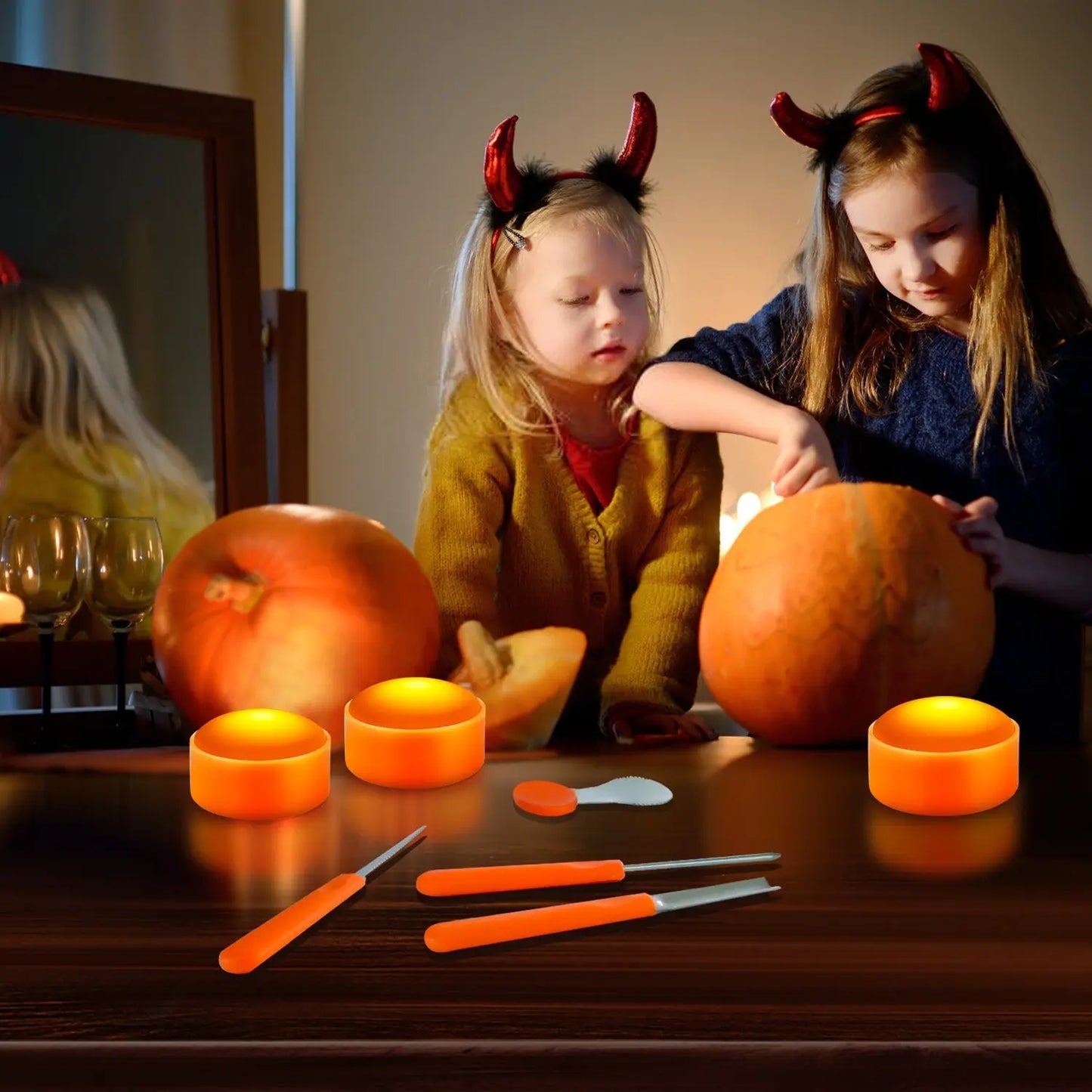 Halloween LED Pumpkin Lights with Remote and Timer 4Packs-1