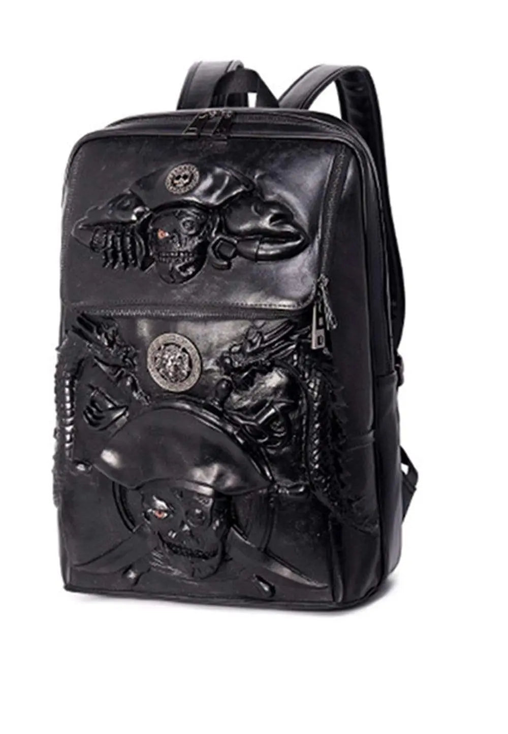 Halloween Skull Backpack 3D Pirate Captain 14"Laptop Computer Handbags Knapsack-2