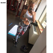 Halloween Sugar Skull Leggings For Women Girl Rose Print Fantastic Workout Party Ankle Pant - Memoriex 