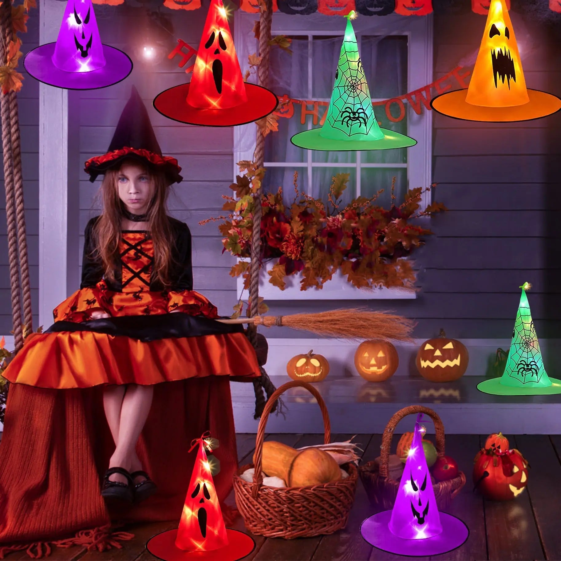 Halloween Witch Hat String Light for Outdoor Garden Patio Tree-4