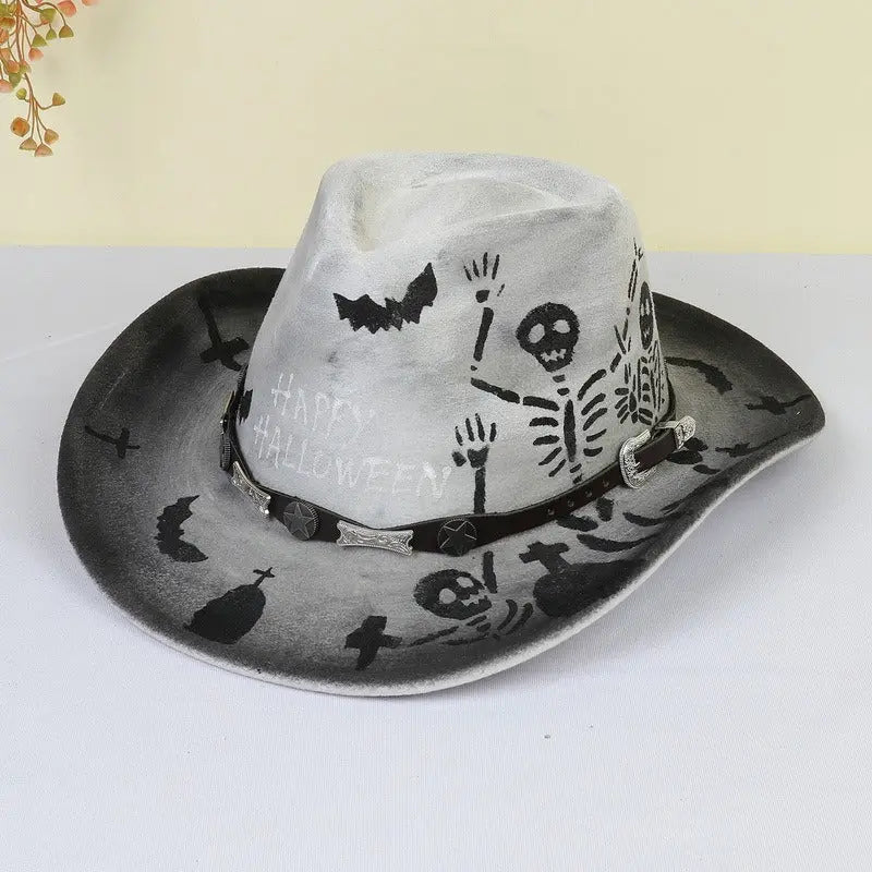 Halloween carnival party pumpkin hat ghost festival cocked hat dance performance cowboy hat - Memoriex 