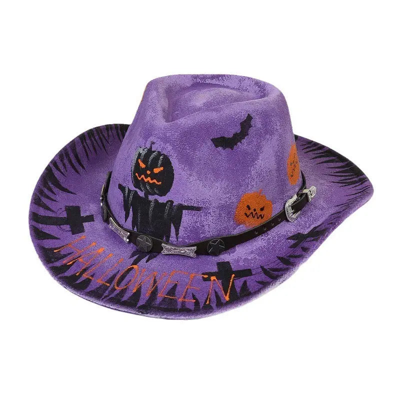 Halloween carnival party pumpkin hat ghost festival cocked hat dance performance cowboy hat - Memoriex 