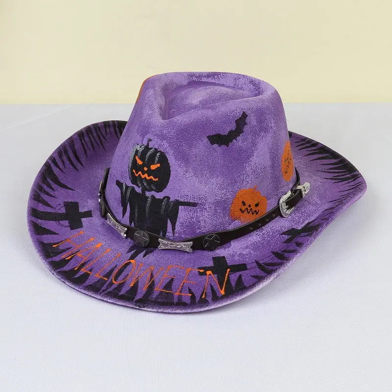 Halloween carnival party pumpkin hat ghost festival cocked hat dance performance cowboy hat - Memoriex 