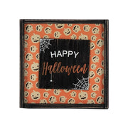 Halloween wood wall sign Happy Pumpkin smiley with orange bottom Perfect Halloween Decorations for Hanging on Walls Doors - Memoriex 