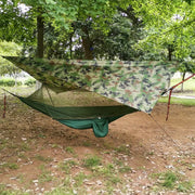 Hammock with Net and Rain Fly - Portable Double Hammock with Bug Net and Tent Tarp Heavy Duty Tree Strap-2
