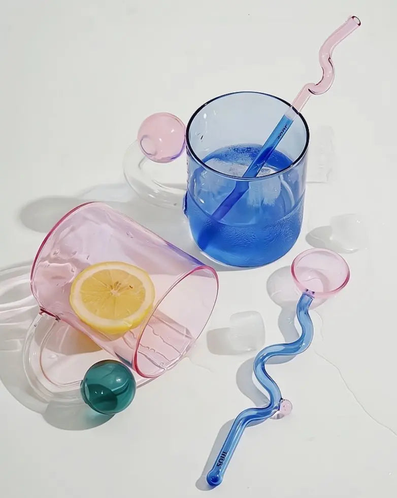 Hand Blown Lollipop Mugs - Whimsical Eclectic Dopamine Drinking Glasses for Coffee, Tea & Juice-3