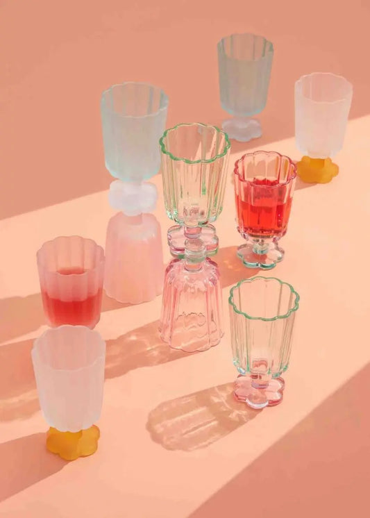 Hand Blown Petal Goblets - Cute Whimsical Colored Wine Glasses-0