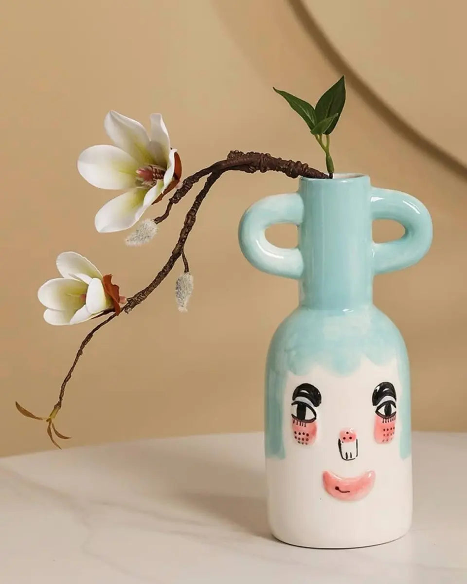 Hand-painted Whimsical Quirky Cute Dual-handle Vases-5