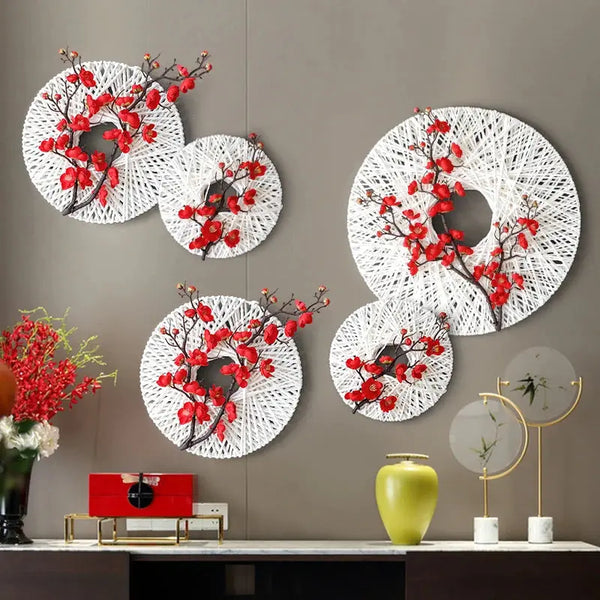 Handcraft Wall decor Rope w/Artificial Flower hanging wedding decorative Murals decoration living room hallway wall ornaments - Memoriex 