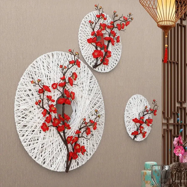 Handcraft Wall decor Rope w/Artificial Flower hanging wedding decorative Murals decoration living room hallway wall ornaments - Memoriex 
