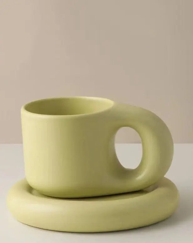 Handcrafted Bauhaus Ceramic Chubby Mugs-6