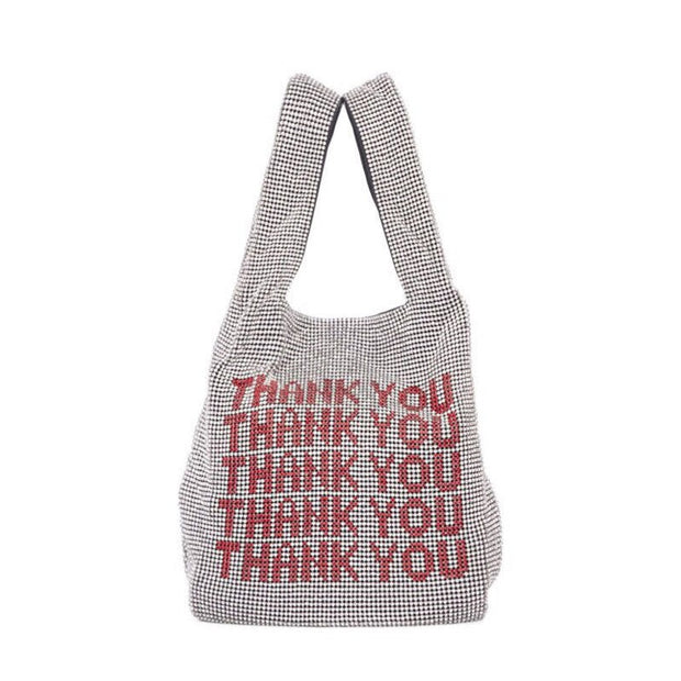 Handheld bag thank you diamond inlaid bling rhinestone handbag - Memoriex 