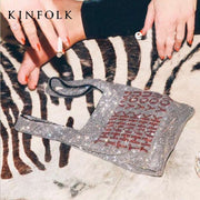 Handheld bag thank you diamond inlaid bling rhinestone handbag - Memoriex 