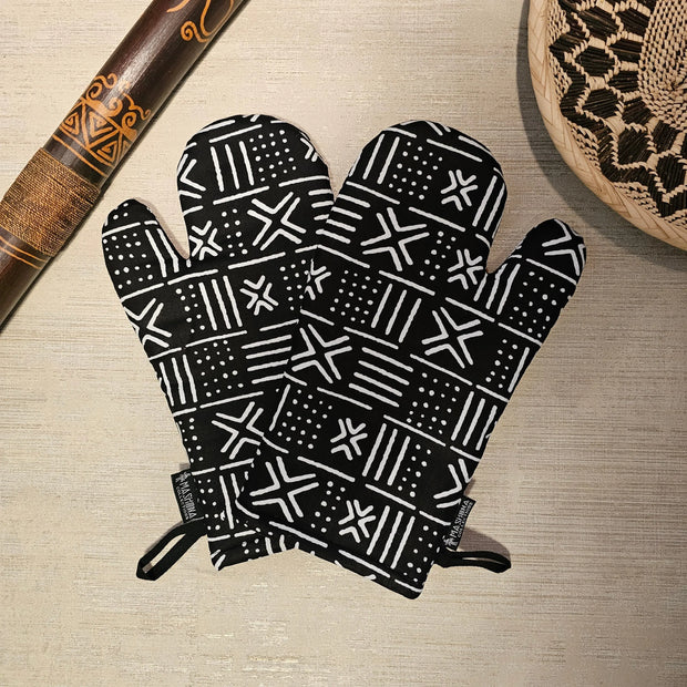 Handmade Apron and Matching Oven Gloves Set | 100% Cotton African Print Fabric-1