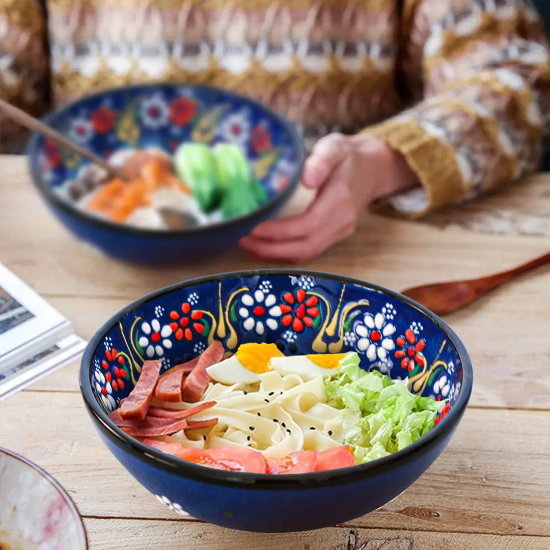 Handmade Ceramic Bowl Mexican Blue 15cm-1