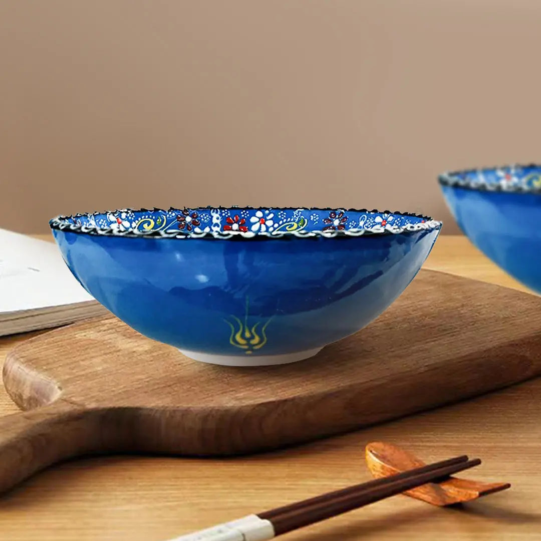 Handmade Ceramic Bowl Mexican Blue to Navy Blue 21cm - Memoriex 