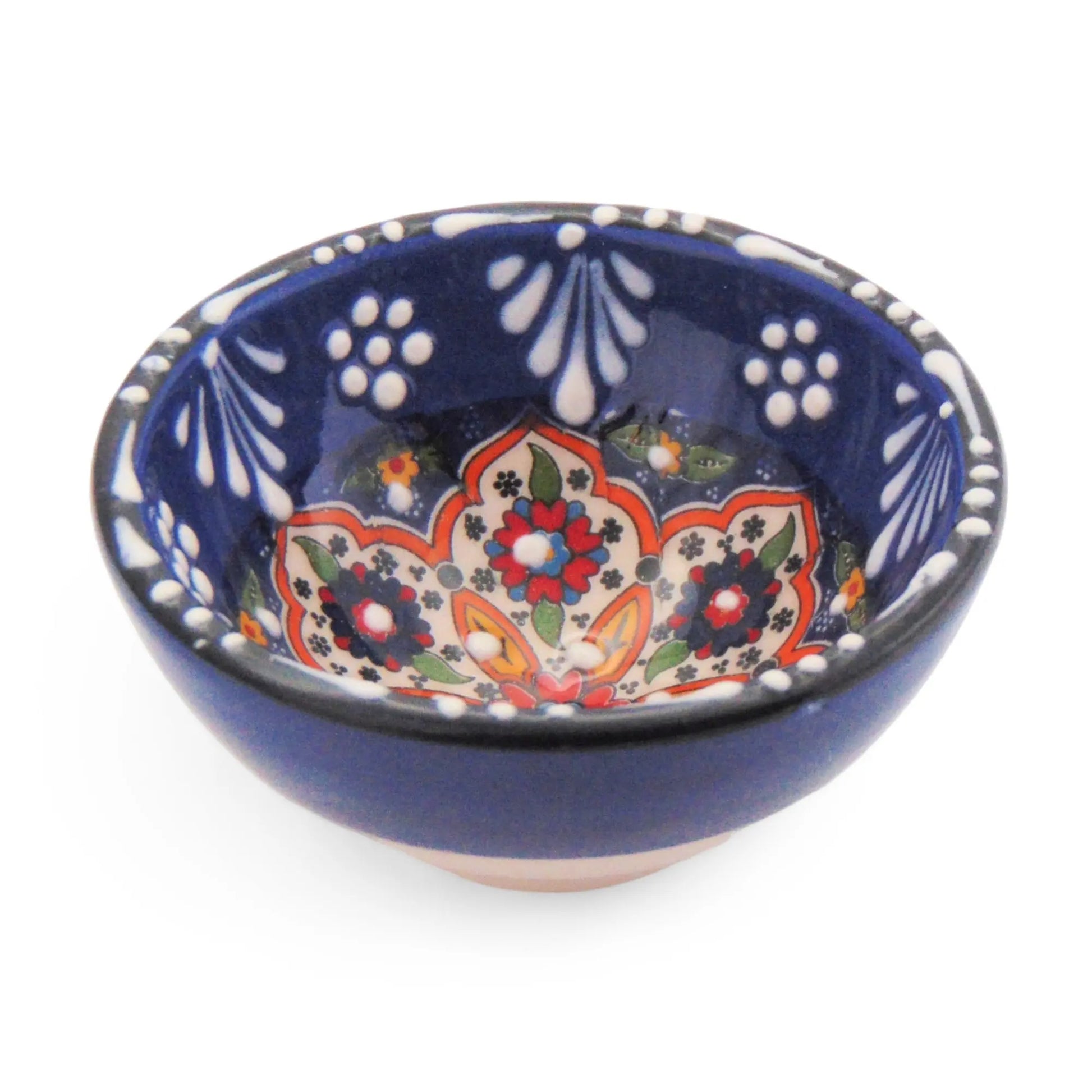 Handmade Ceramic Bowl Mexican Navy 8cm-0