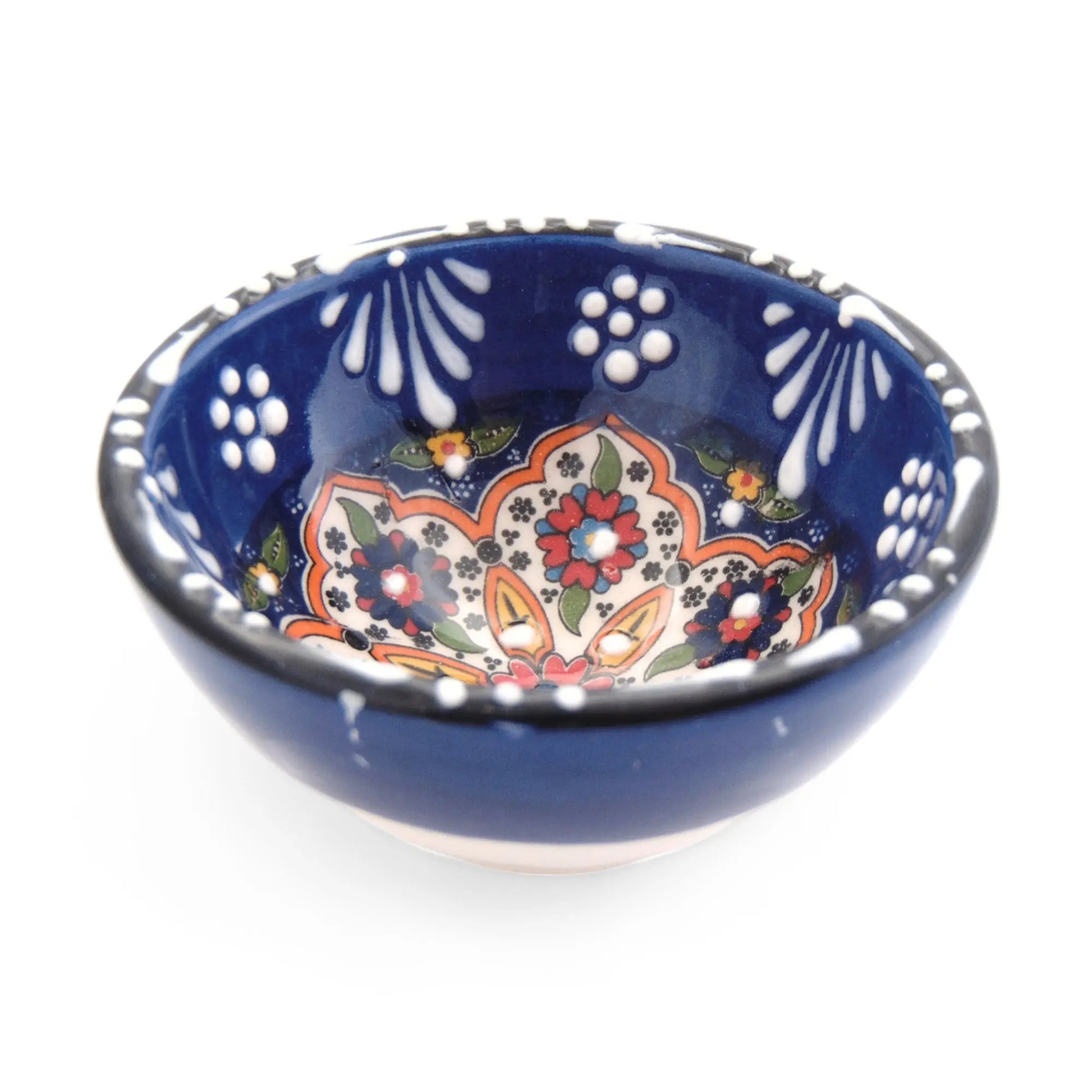 Handmade Ceramic Bowl Mexican Navy 8cm-1