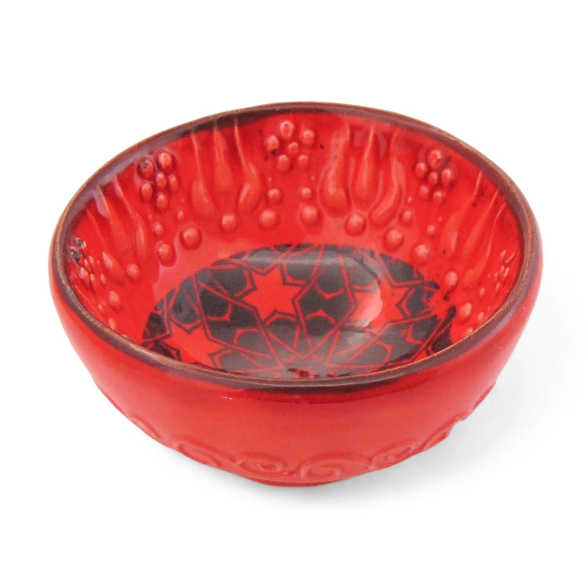 Handmade Ceramic Bowl Multicolour Red 8cm-0